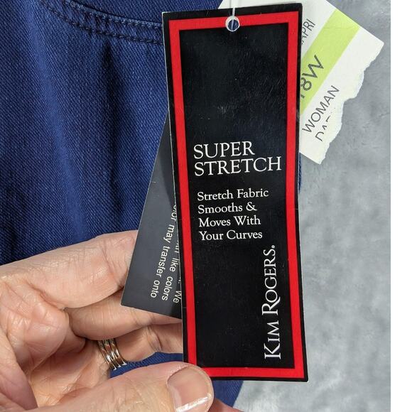 Kim Rogers Knit Pull On Capri Pants Womens 18W Blue Super Stretch Dark Wash New - Picture 9 of 14